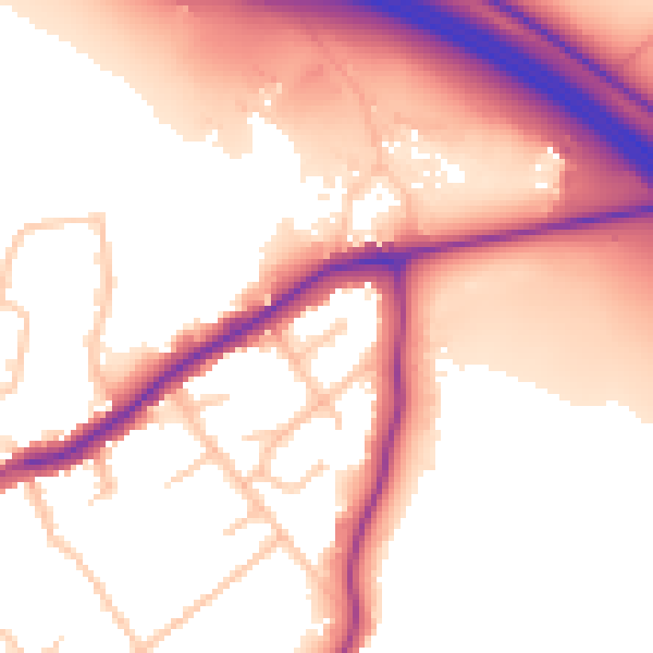 Daytime road noise heatmap for WD23 1PL