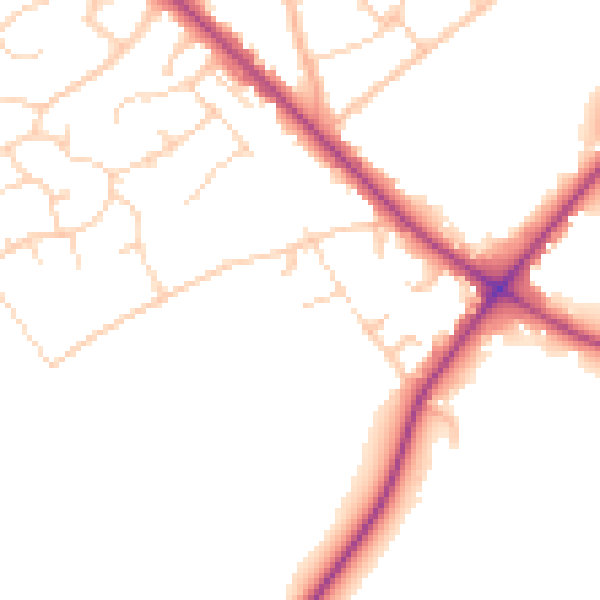 Daytime road noise heatmap for WD23 1RF