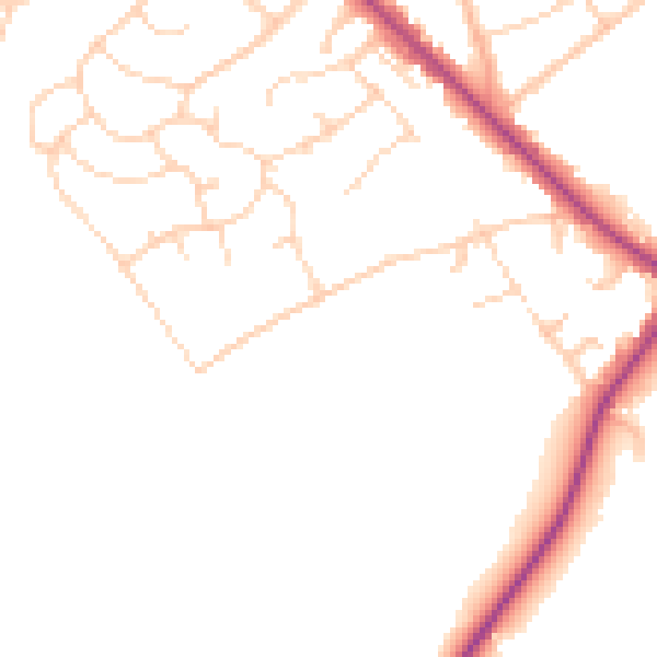 Daytime road noise heatmap for WD23 1SA