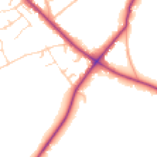 Daytime road noise heatmap for WD23 1SB