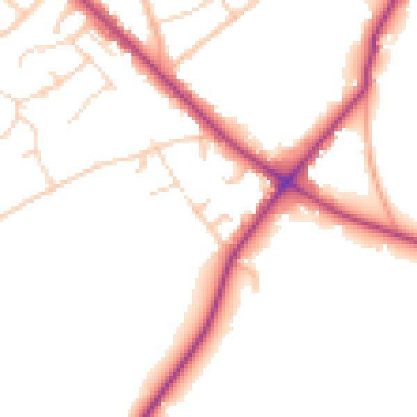 Daytime road noise heatmap for WD23 1SN