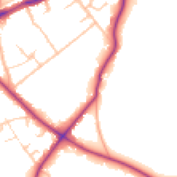 Daytime road noise heatmap for WD23 1XB