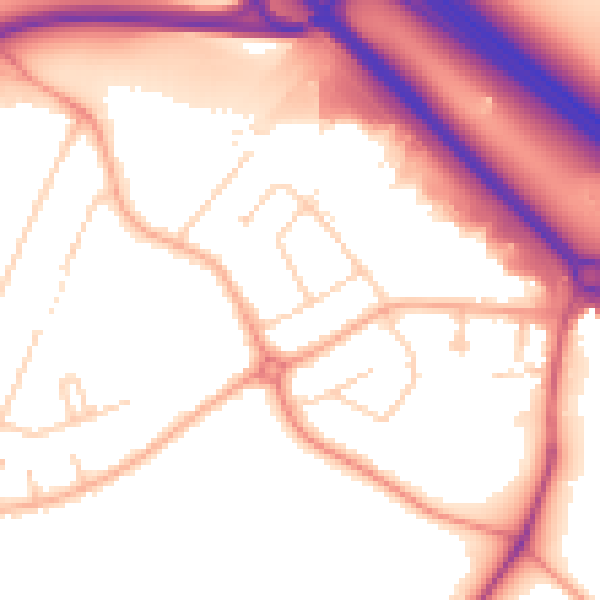 Daytime road noise heatmap for WD23 2BT