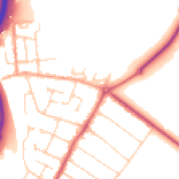 Daytime road noise heatmap for WD23 2EW