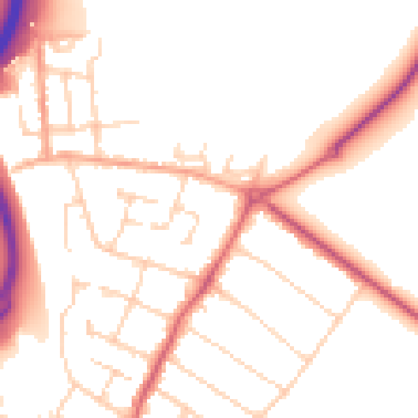 Daytime road noise heatmap for WD23 2EZ