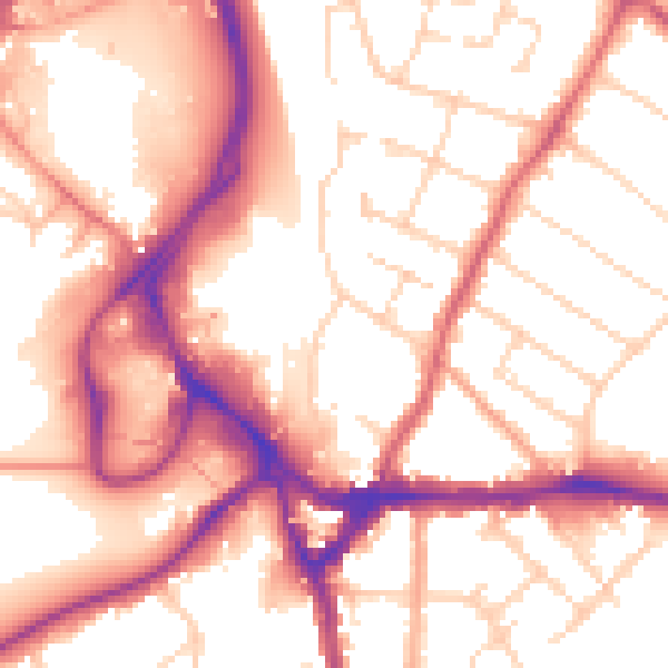 Daytime road noise heatmap for WD23 2FN