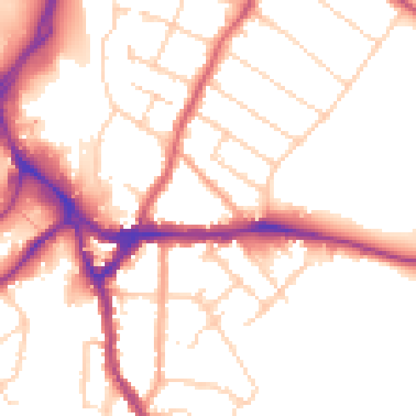 Daytime road noise heatmap for WD23 2FX