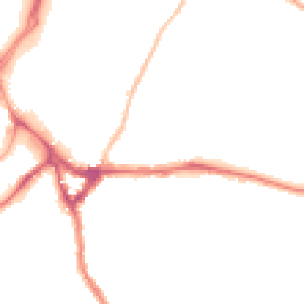 Night-time road noise heatmap for WD23 2FX