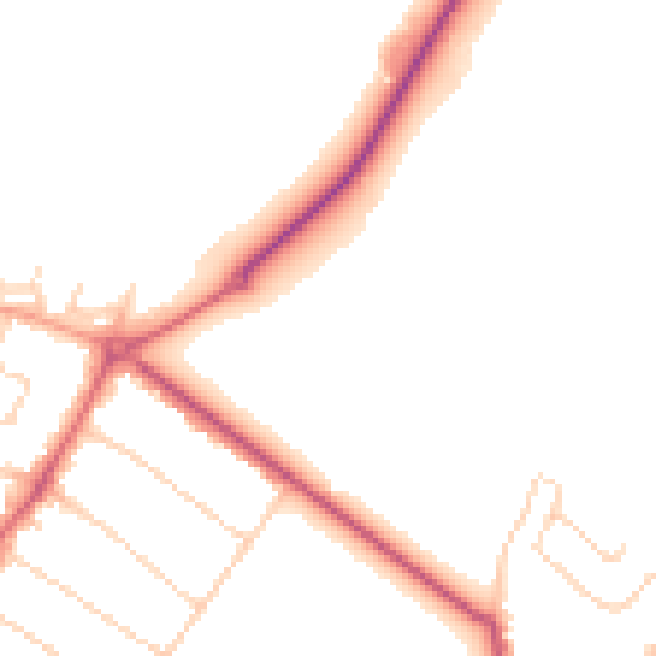 Daytime road noise heatmap for WD23 2GT
