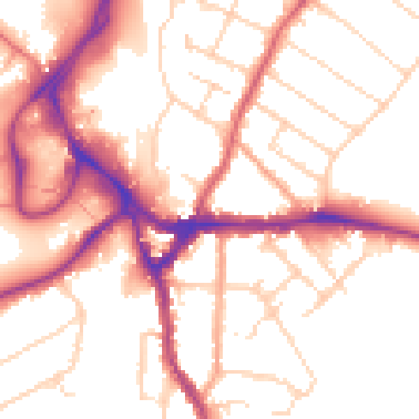 Daytime road noise heatmap for WD23 2NG
