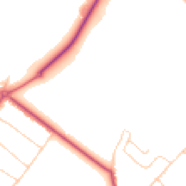 Daytime road noise heatmap for WD23 2NW