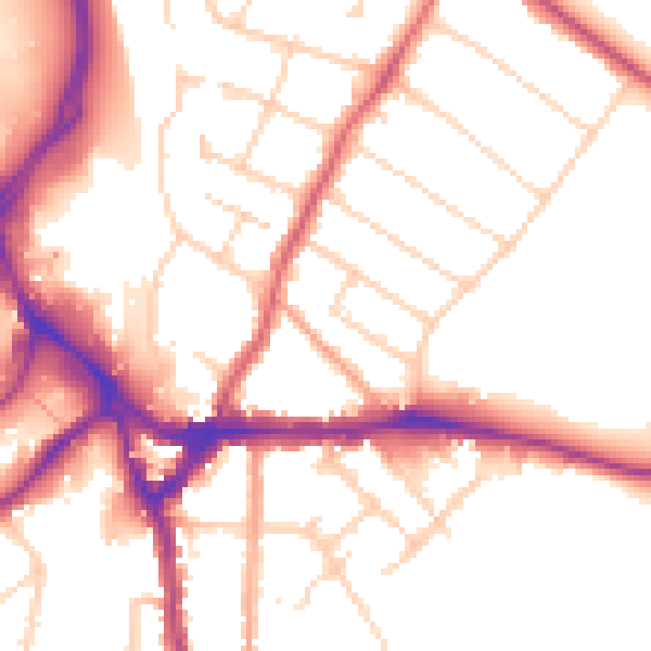 Daytime road noise heatmap for WD23 2PH