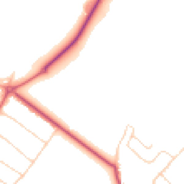 Daytime road noise heatmap for WD23 2PR