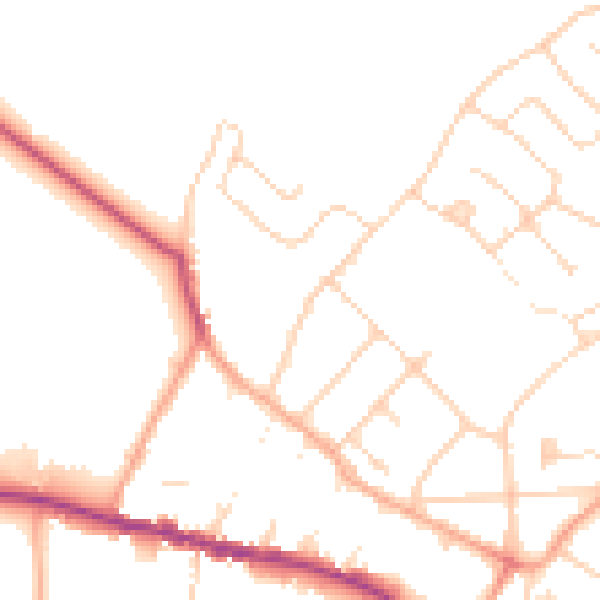 Daytime road noise heatmap for WD23 3AU