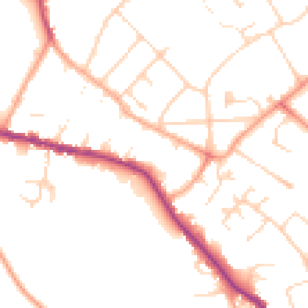 Daytime road noise heatmap for WD23 3BW