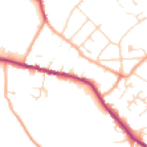 Daytime road noise heatmap for WD23 3DL