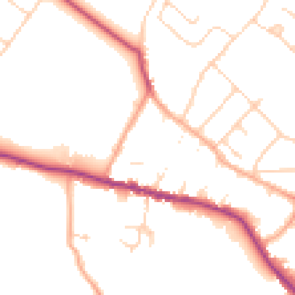 Daytime road noise heatmap for WD23 3DP