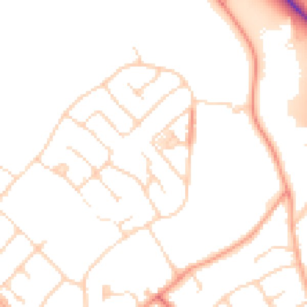Daytime road noise heatmap for WD23 3DQ