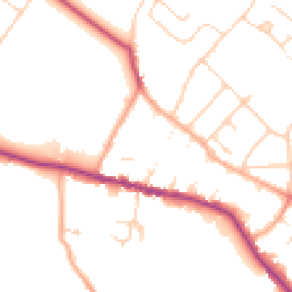 Daytime road noise heatmap for WD23 3DT