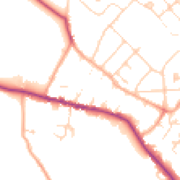 Daytime road noise heatmap for WD23 3ED
