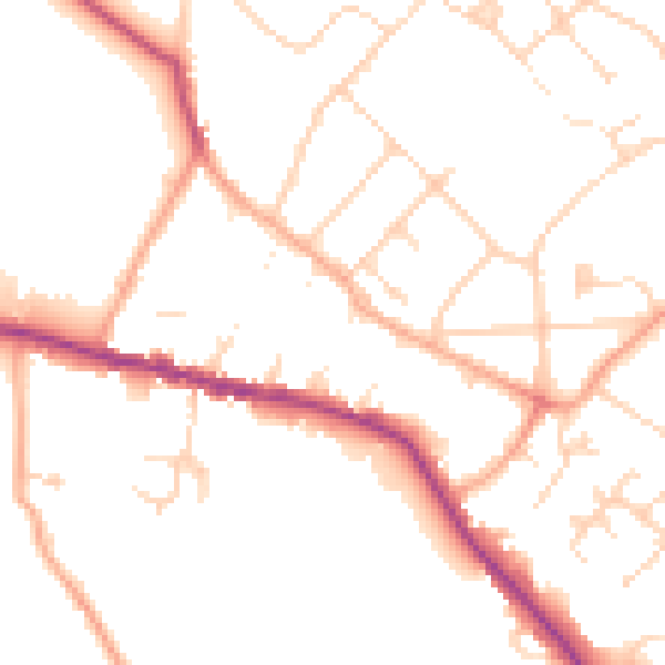 Daytime road noise heatmap for WD23 3EH