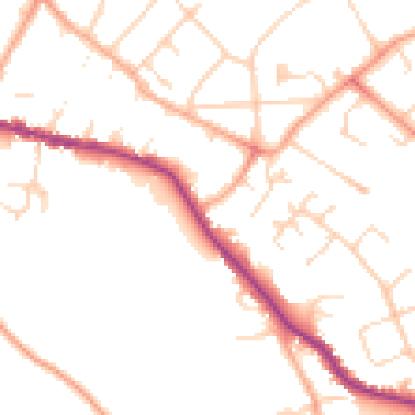 Daytime road noise heatmap for WD23 3FG