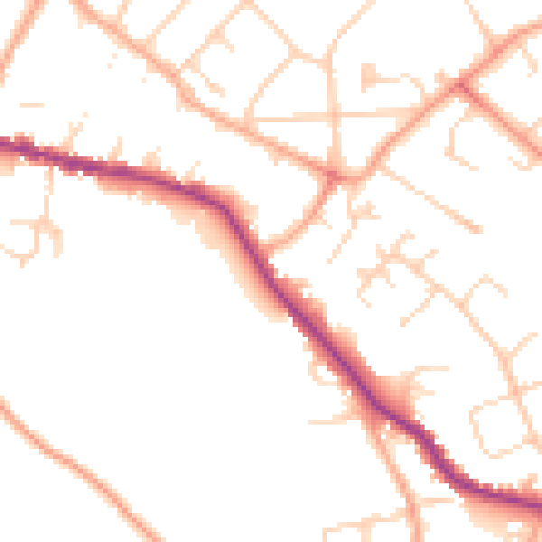 Daytime road noise heatmap for WD23 3FN