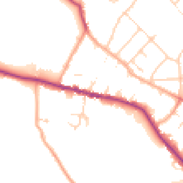 Daytime road noise heatmap for WD23 3HE