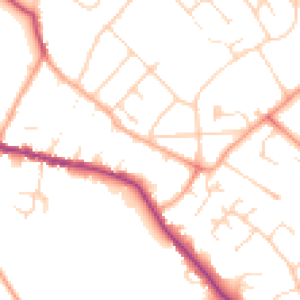 Daytime road noise heatmap for WD23 3LD
