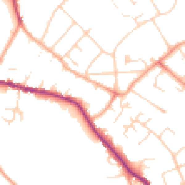 Daytime road noise heatmap for WD23 3LX