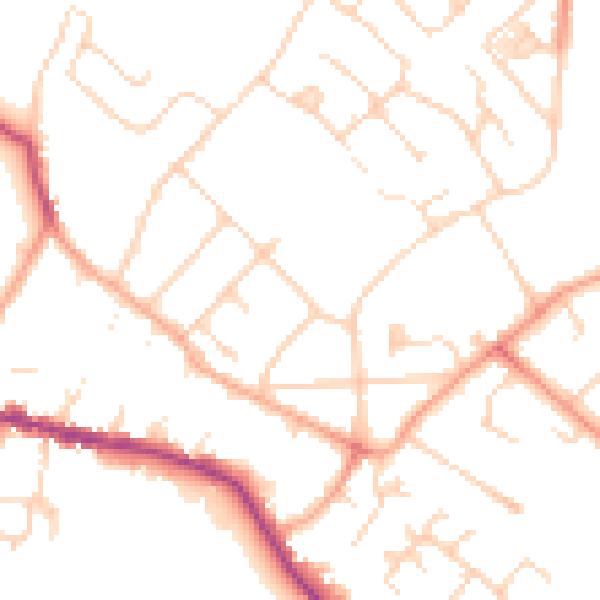 Daytime road noise heatmap for WD23 3ND