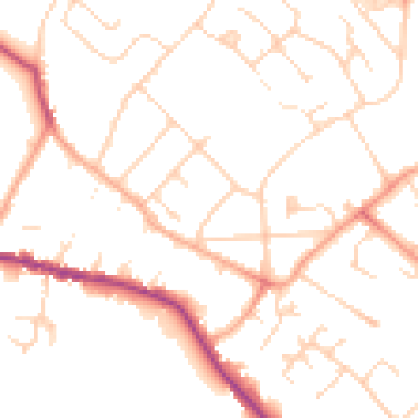Daytime road noise heatmap for WD23 3NF