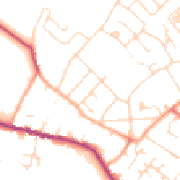Daytime road noise heatmap for WD23 3NQ