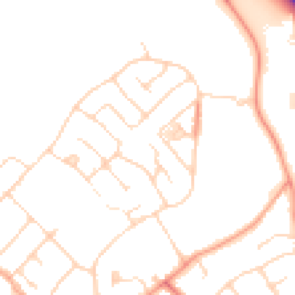 Daytime road noise heatmap for WD23 3PY