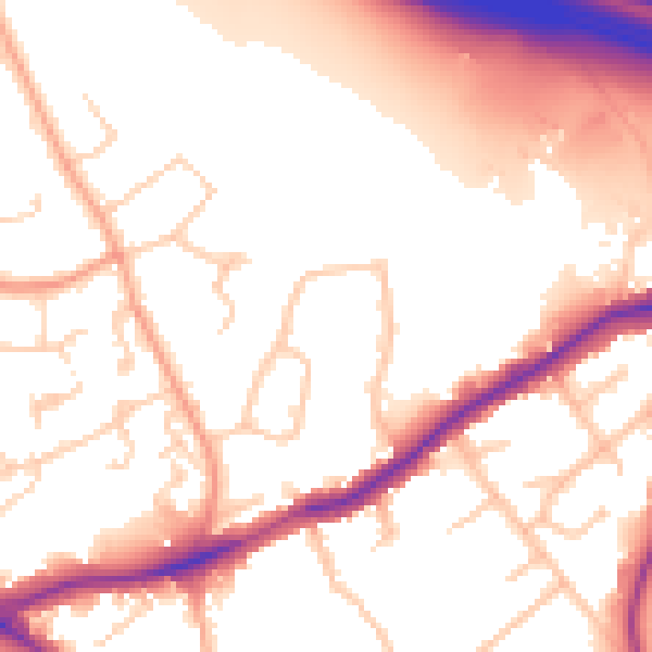 Daytime road noise heatmap for WD23 4AD
