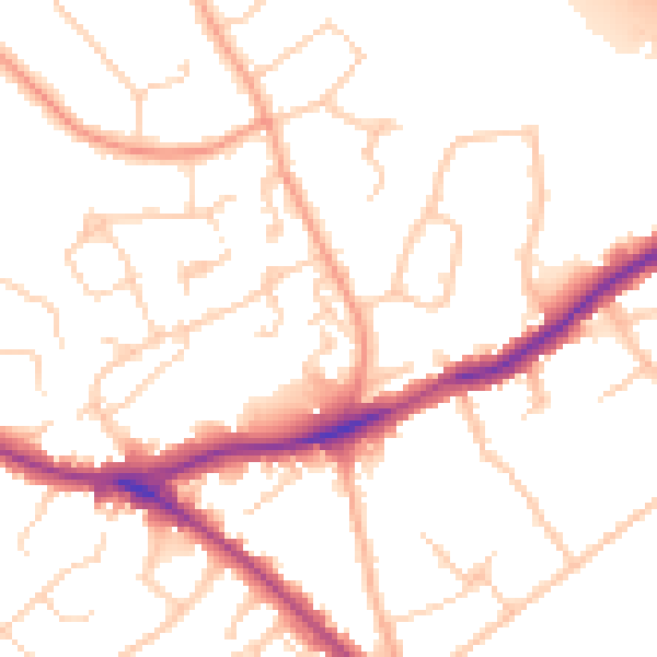 Daytime road noise heatmap for WD23 4AG