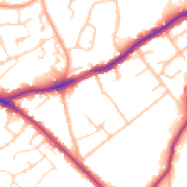 Daytime road noise heatmap for WD23 4GE