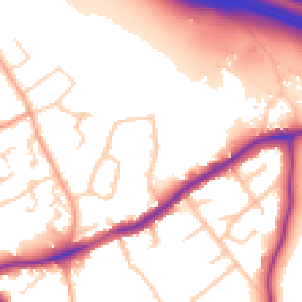 Daytime road noise heatmap for WD23 4GP