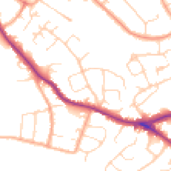 Daytime road noise heatmap for WD23 4HG