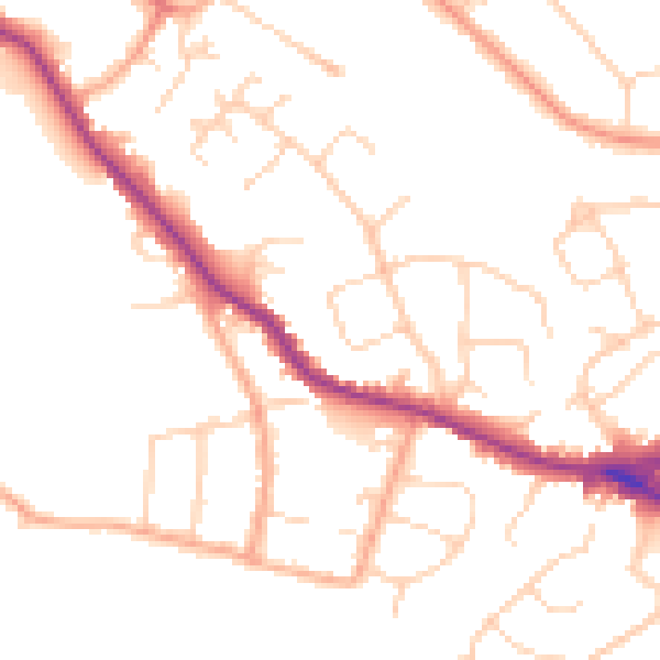 Daytime road noise heatmap for WD23 4HH