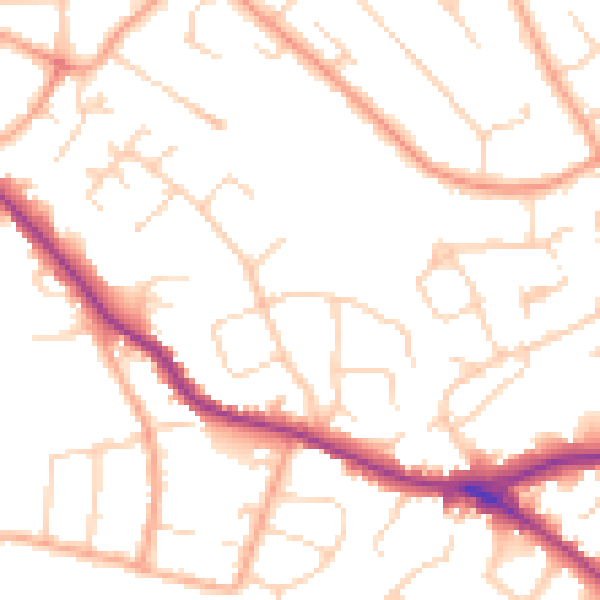 Daytime road noise heatmap for WD23 4HR
