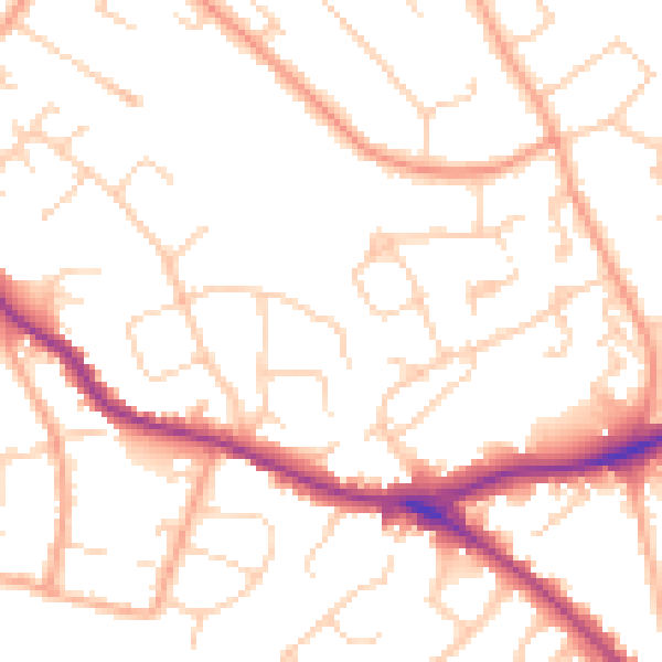 Daytime road noise heatmap for WD23 4HS