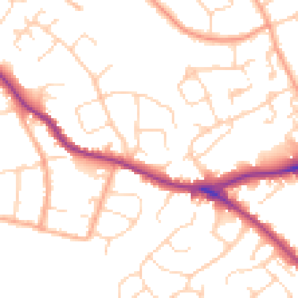 Daytime road noise heatmap for WD23 4HZ