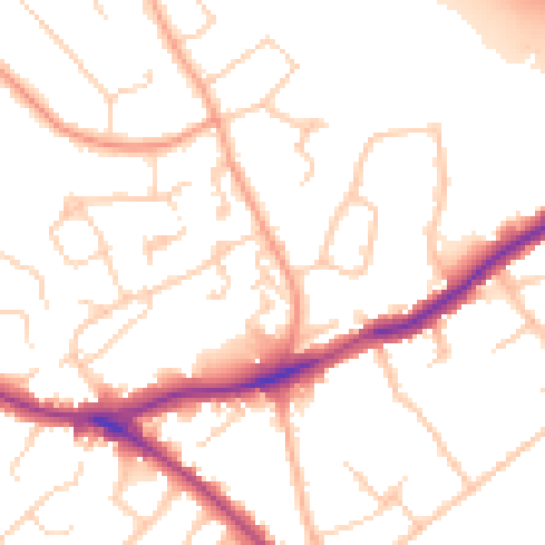 Daytime road noise heatmap for WD23 4JH