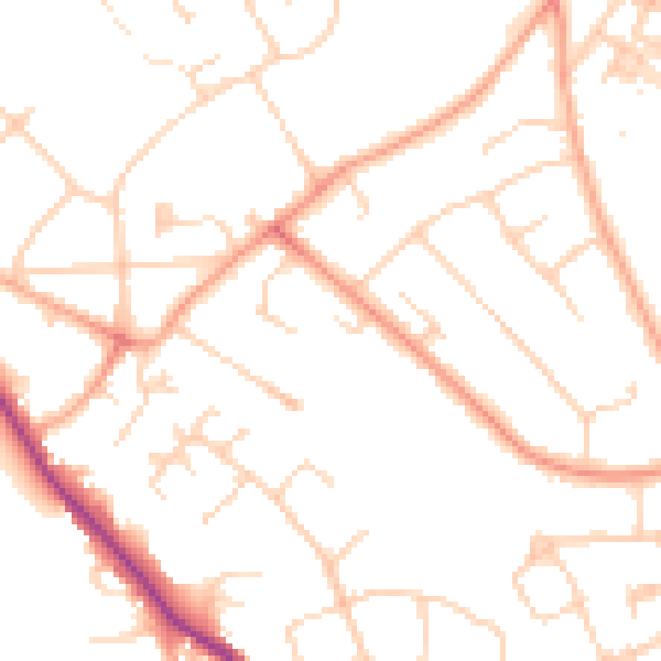 Daytime road noise heatmap for WD23 4JT