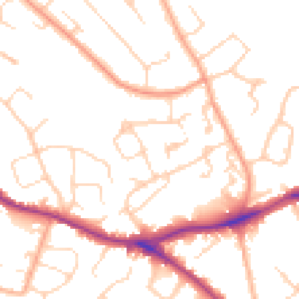 Daytime road noise heatmap for WD23 4LA