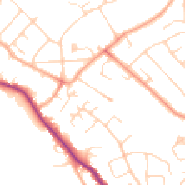 Daytime road noise heatmap for WD23 4NT