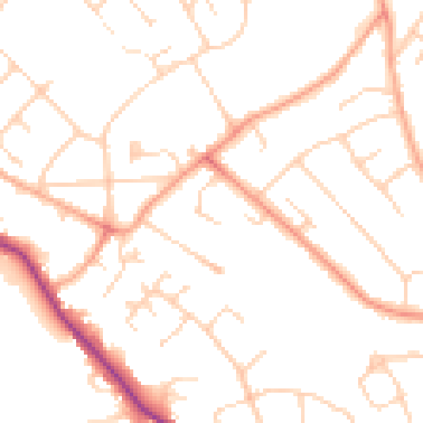 Daytime road noise heatmap for WD23 4PZ