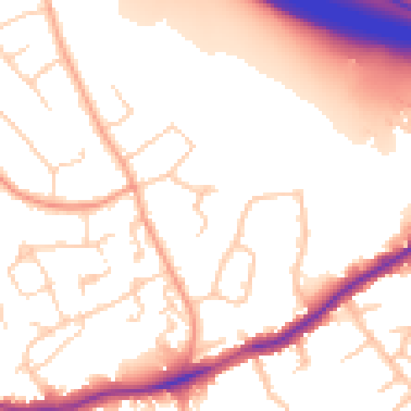 Daytime road noise heatmap for WD23 4SG