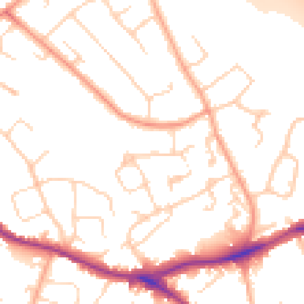 Daytime road noise heatmap for WD23 4SP